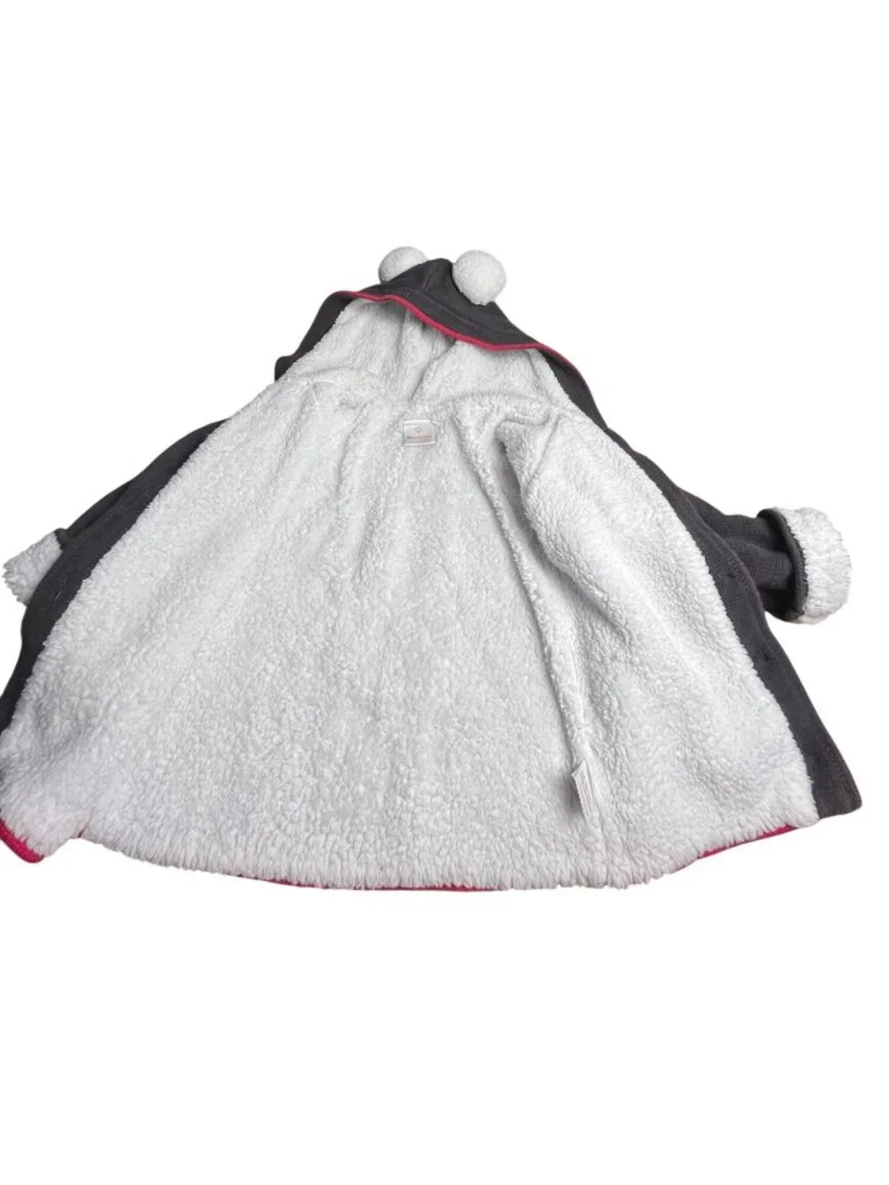 Hanna Andersson Sherpa Sweater Nordic Fair Isle Polar Bear Hoodie gray& red 2T